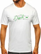 Koszulki męskie - Biały bawełniany t-shirt męski z nadrukiem Denley 5032 - miniaturka - grafika 1