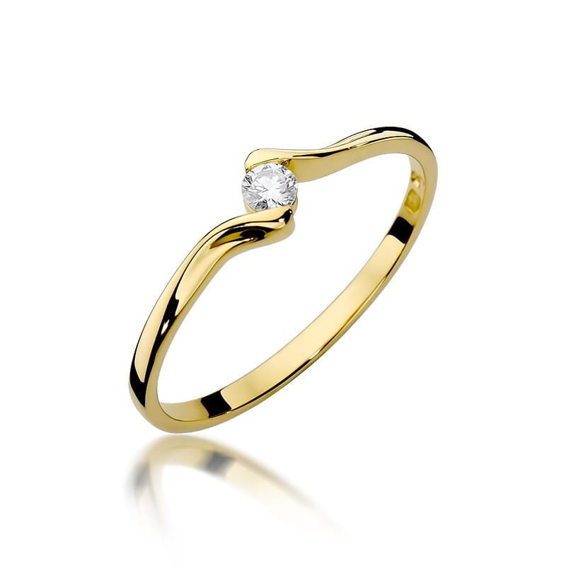 Złoty pierścionek Diament 0,09ct żółte złoto pr. 585