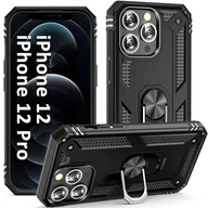 Etui i futerały do telefonów - ADDIT Etui na telefon iPhone 12/iPhone 12 Pro, etui ochronne klasy wojskowej iPhone 12 Pro pokrowiec z pierścieniem uchwyt samochodowy podpórka do iPhone'a 12/iPhone 12 Pro 6,1 cala - czarne - miniaturka - grafika 1