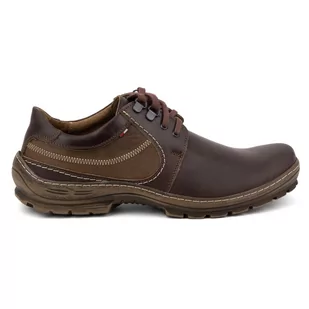 Buty męskie skórzane casual sznurowane 307GT brązowe - Buty Olivier - Półbuty męskie - miniaturka - grafika 1
