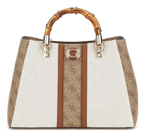 GUESS KERIMA Bamboo Girlfriend STCHL, torebka damska, jeden rozmiar, Naturalne/mleczne logo, Taglia unica