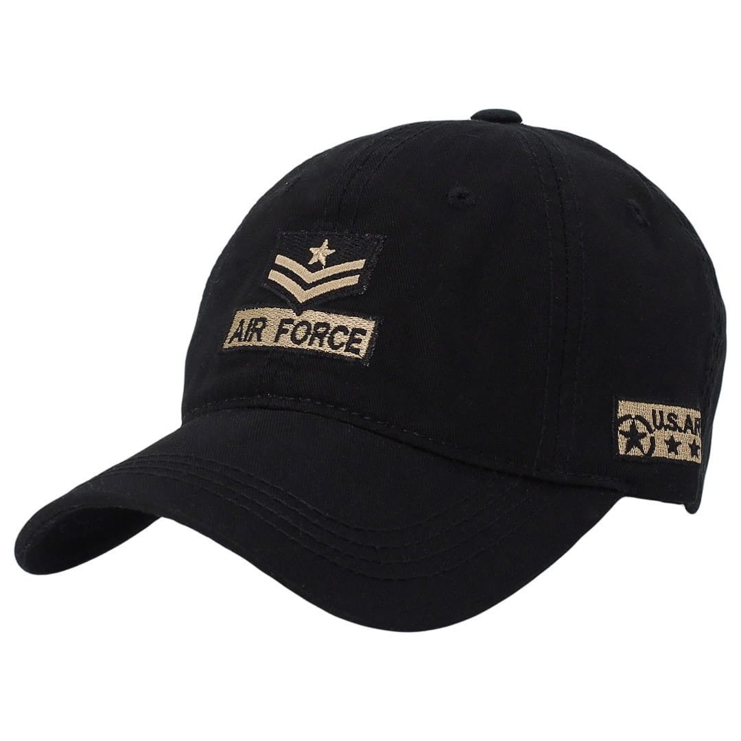 Czapka Z Daszkiem Air Force Czarna Wojskowa Męska Dżokejka