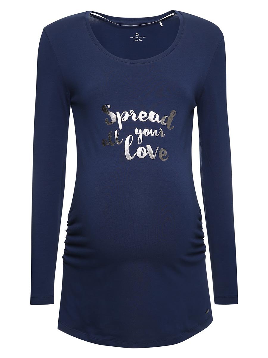 Damska bluzka ciążowa z długim rękawem ciemnoniebieska Bellybutton Maternity, r.L