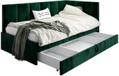 Łóżka dla dzieci i młodzieży - Łóżko młodzieżowe AURA 2 120x200 zielone z tapicerowanym panelem L i szufladą MKPOL - miniaturka - grafika 1