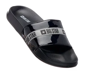 Klapki damskie z połyskującym paskiem - Big Star GG274A007, czarne - Klapki i japonki damskie - miniaturka - grafika 1