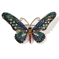 Broszki - Broszka ozdobna kryształki motyl granatowy kolor - miniaturka - grafika 1