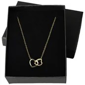 Łańcuszki - Łańcuszek naszyjnik damski złoty połączone serca stal szlachetna 585 - miniaturka - grafika 1