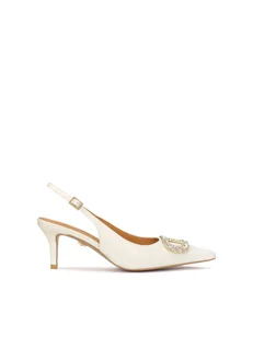 Ślubne czółenka na niskiej szpilce z biżuteryjną ozdobą - Czółenka - miniaturka - grafika 1