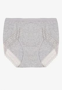 Szare Majtki Figi z Bawełny z Koronkową Lamówką Idilea - Majtki damskie - miniaturka - grafika 1