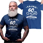 Gadżety dla niej i dla niego - Koszulka na urodziny na 60 sześćdziesiątkę z nadrukiem Fajne 60 letnie ciacho ale już polizane i zaklepane - miniaturka - grafika 1