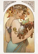 Plakaty - Plakat Alfons Mucha kobieta jesień winogrona secesja - miniaturka - grafika 1