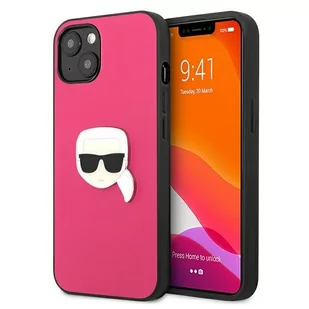 Karl Lagerfeld KLHCP13MPKMP iPhone 13 6,1" różowy/pink hardcase Leather Ikonik Karl s Head Metal KF000800 - Etui i futerały do telefonów - miniaturka - grafika 1