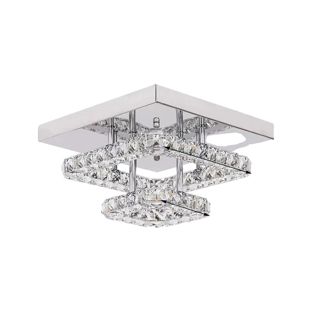Lampy sufitowe, kryształ LED, żyrandol ze stali nierdzewnej, E L27xW27cm, ciepły biały