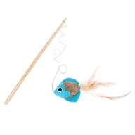 Zabawki dla kotów - TIAKI, wędka z rybką i piórami dla kota - 1 szt. - miniaturka - grafika 1