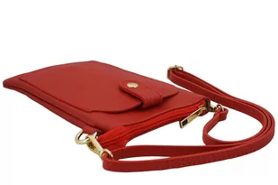 Torebka skórzana / etui na telefon - Czerwone jasne - Etui i futerały do telefonów - miniaturka - grafika 4