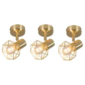 Lampy ścienne - QAZQA Zestaw 3 obrotowych i uchylnych mosiądzów punktowych w stylu art deco - Mosh 1 - miniaturka - grafika 1