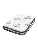 Koce i narzuty dla dzieci - Bonjour Cherie Kocyk średni 75/100 Traktory Minky Smoked pearl - miniaturka - grafika 1