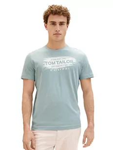 TOM TAILOR Męski T-shirt z nadrukiem logo, 28129 - Light Ice Blue, L - Koszulki męskie - miniaturka - grafika 1
