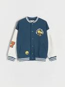 Bluzy dla chłopców - Reserved - Baweniana bluza bomber SmileyWorld® - granatowy - miniaturka - grafika 1