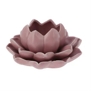 Świecznik na tealight kwiat lotosu z porcelany, 12,5 x 13 x 6,5 cm - Świeczniki - miniaturka - grafika 1
