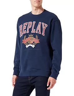 Replay Bluza męska M6271, 085 niebieska, 3XL - Bluzy męskie - miniaturka - grafika 1