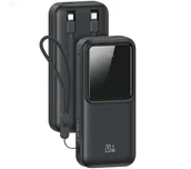 Powerbanki - USAMS US-CD213 Z wbudowanymi kablami USB-C / Lightning 30000mAh PD 20W Fast Charge X-chel Series Czarny - miniaturka - grafika 1