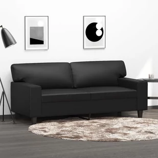Lumarko 2-osobowa sofa, czarna, 140 cm, sztuczna skóra  - Sofy i kanapy - miniaturka - grafika 1