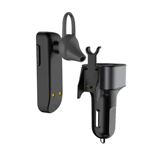 Dudao zestaw samochodowa ładowarka 2x USB 3.4A + zestaw słuchawkowy słuchawka Bluetooth czarny (R10 black) - Ładowarki do telefonów - miniaturka - grafika 4