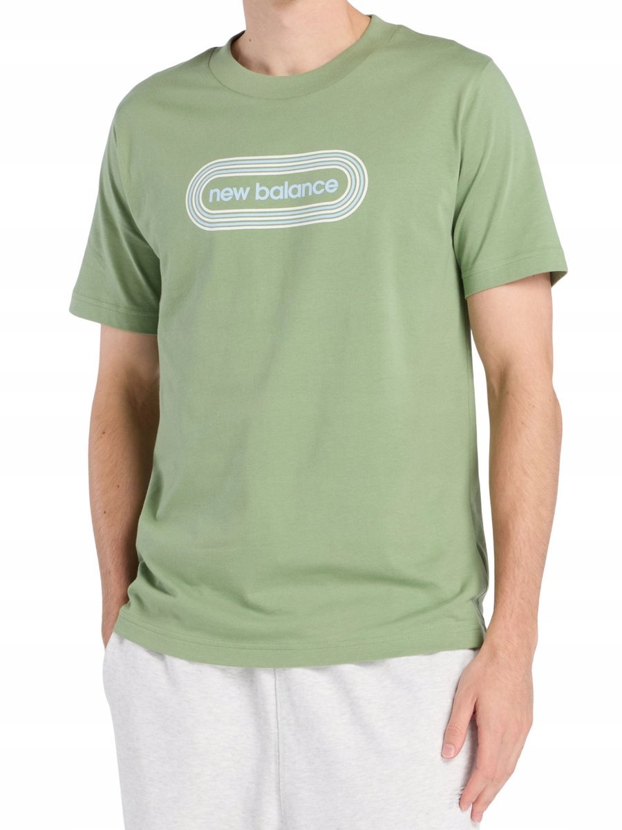 KOSZULKA męska T-SHIRT NEW BALANCE MT61C48BAAR zielona sportowa bawełna M M
