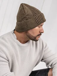 Brązowa ocieplana czapka męska zimowa Denley 386010 - Czapki męskie - miniaturka - grafika 1