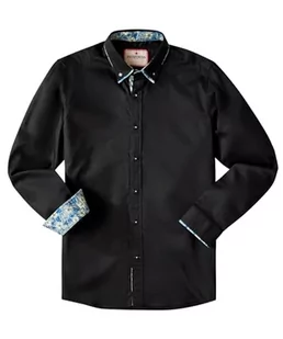 Joe Browns Męska koszula z niebieskimi kwiatami Peekaboo z podwójnym kołnierzem Smart Button Down, czarna, XXL, Czarny, XXL - Koszule męskie - miniaturka - grafika 1