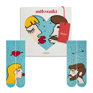 Skarpetki męskie - Skarpetki dla zakochanych (blondynka + brunet) r.41-46 + pudełko - miniaturka - grafika 1