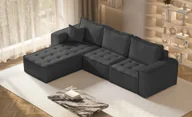 Narożniki - Sofa w kształcie L maxi BOHOO narożnik tkanina Raven grafitowy lewy - miniaturka - grafika 1