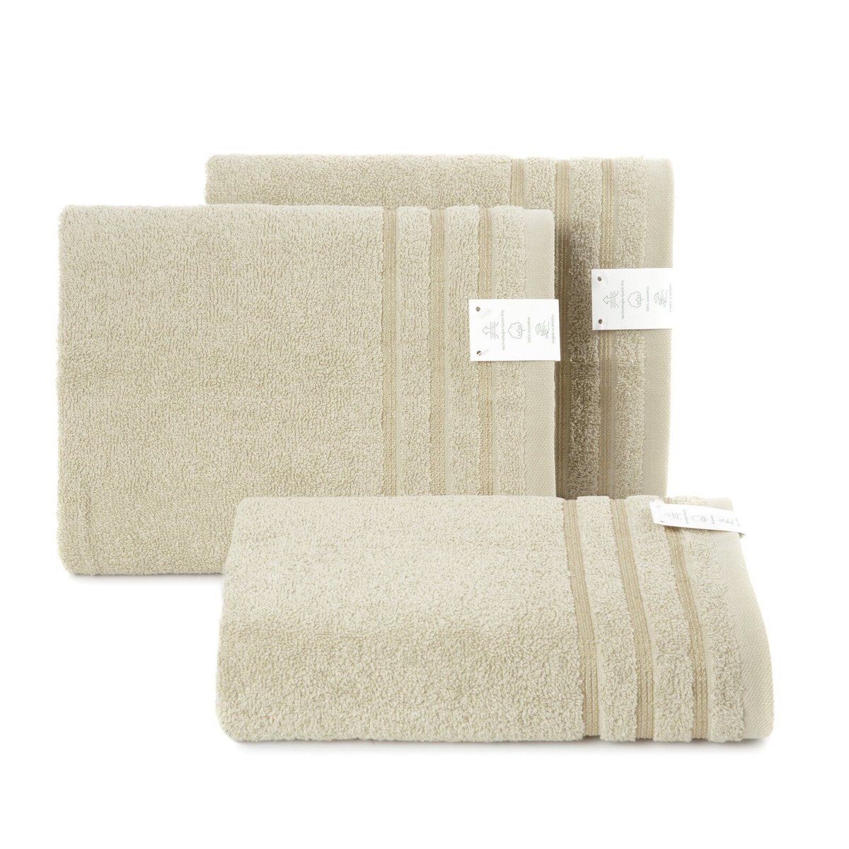 Ręcznik Saba 30x50 cm beżowy bawełna 380 GSM ozdobna bordiura