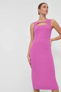 Sukienki - Patrizia Pepe sukienka kolor fioletowy mini dopasowana - grafika 1