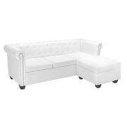 Narożniki - Sofa z leżanką w stylu Chesterfield ELIOR Charlotte, biała, 73x200x140 cm - miniaturka - grafika 1