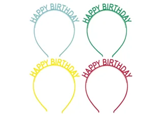 Opaski urodzinowe Happy Birthday mix kolorów - 4 szt. - Urodziny dziecka - miniaturka - grafika 1