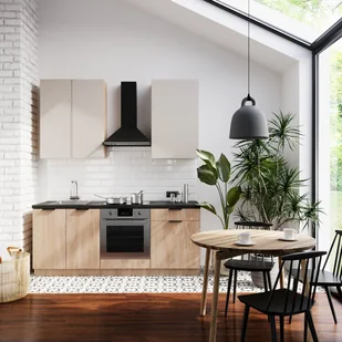 Zestaw mebli kuchennych Acari 5 el. 200 cm kolor beżowy/dąb - Szafki kuchenne - miniaturka - grafika 1