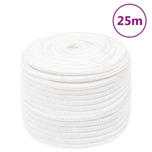 vidaXL Linka żeglarska, biała jednolita, 12 mm, 25 m, polipropylen - Żeglarstwo - miniaturka - grafika 1