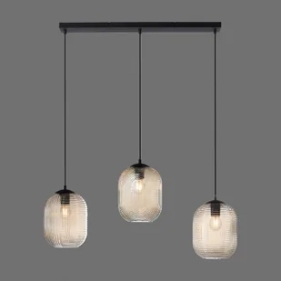 Paul Neuhaus Lampa wisząca Art Deco czarna z bursztynowym szkłem 3 światła - Chris - Lampy sufitowe - miniaturka - grafika 3