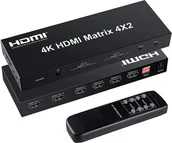 Kable - Hdmi Matrix 4X2 Rozdzielacz Switch Splitter + Pilot Toslink Jack - miniaturka - grafika 1