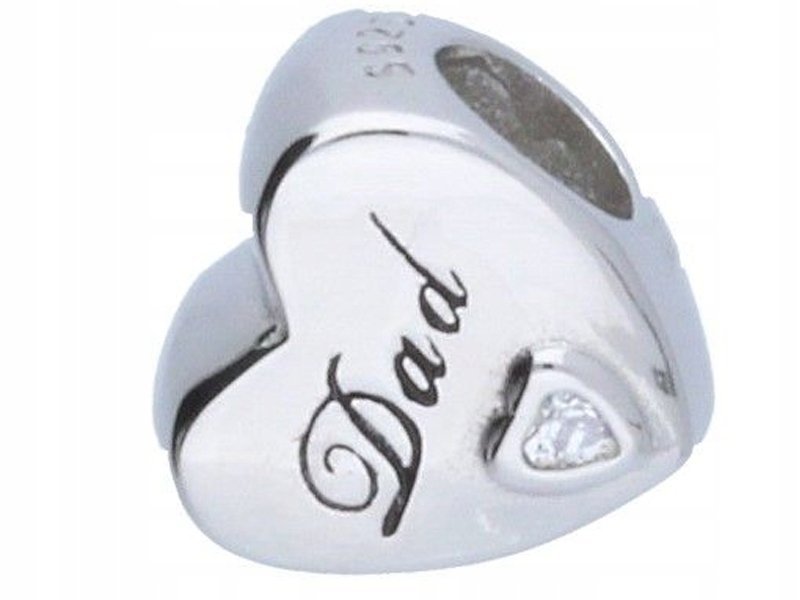Srebrna zawieszka 925 bead serce napis dad 2,44g idealna na prezent modna