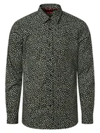 Koszule męskie - HUGO Koszula męska Mężczyźni Super Slim Fit Bawełna czarny|zielony wzorzysty kołnierzyk kent, 43 - miniaturka - grafika 1