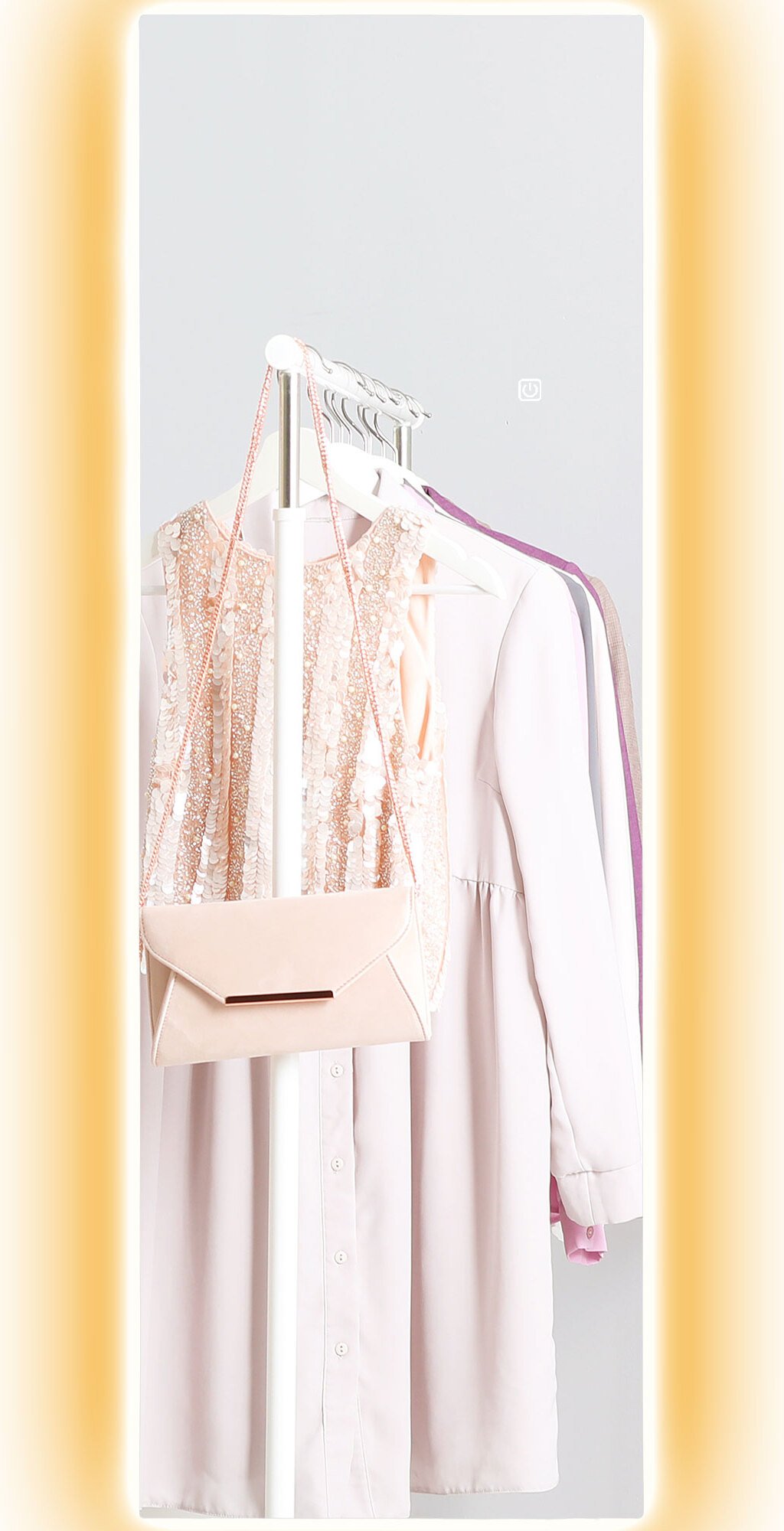 HOMCOM lustro stojące 40 x 120 cm z oświetleniem LED, lustro ścienne ze sterowaniem dotykowym, bezramowe lustro podłogowe, do sypialni, salonu