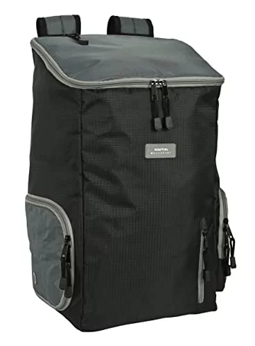 Safta - Multisports plecak na laptopa 13.3", idealny dla młodzieży w różnym wieku, wygodny i wszechstronny, jakość i wytrzymałość, 28x22x50 cm, kolor czarny/szary, Czarny/Szary, Estándar, Casual