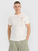 Koszulki męskie - 4F T-shirt regular z nadrukiem męski - biały M - miniaturka - grafika 1