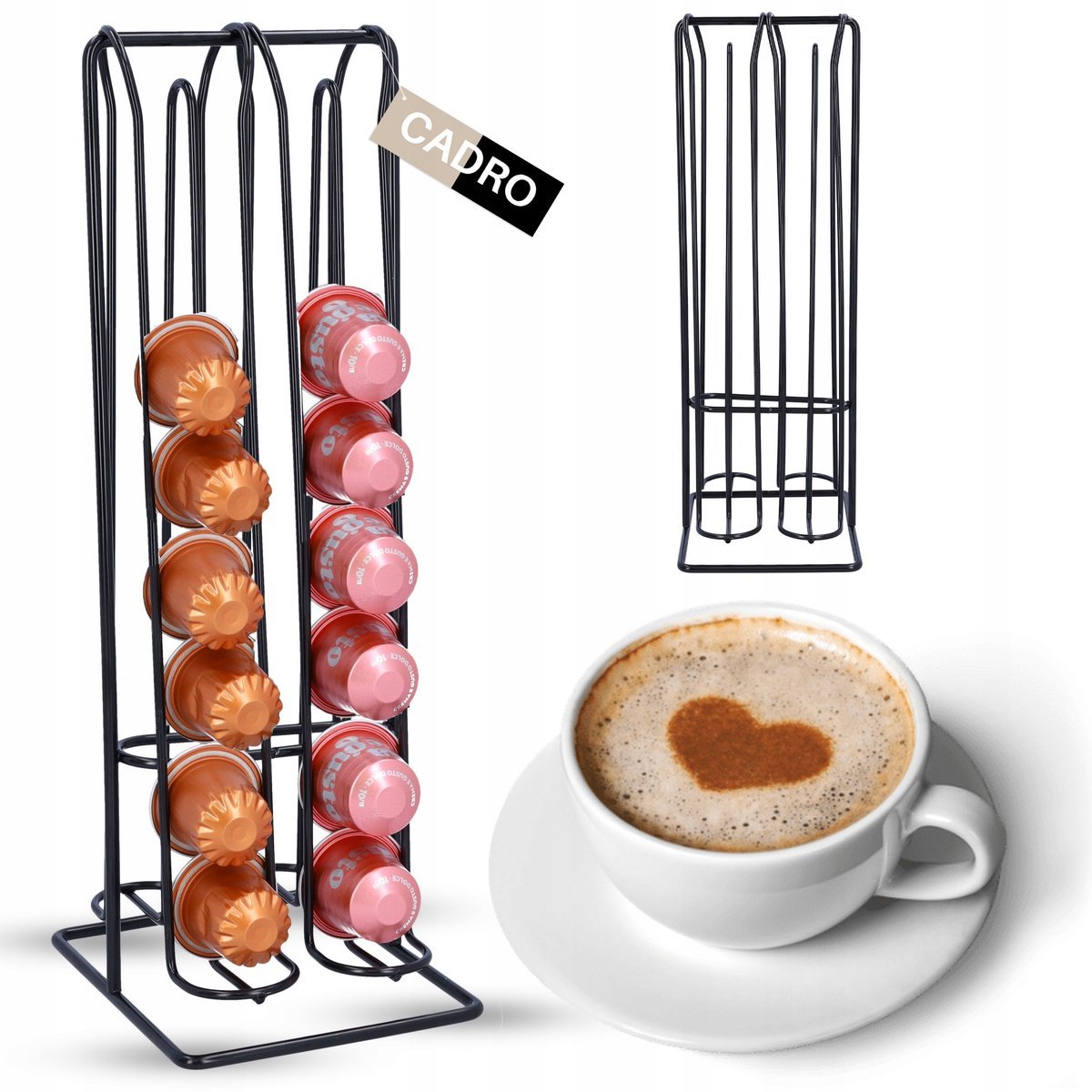 Stojak na kapsułki nespresso do kawy czarny metalowy podajnik 32 szt