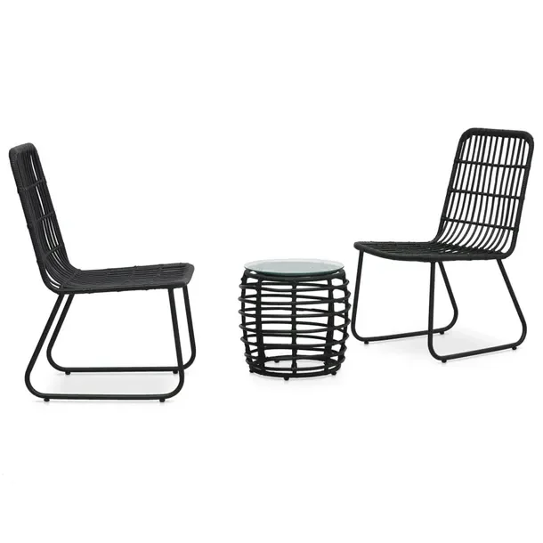 Zestaw mebli bistro z polirattanu czarny, stół 41,5 cm, krzesła 66,5 x 5