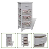 Szafy i regały magazynowe - The Living Store Szafka z 1 szufladą i 3 koszykami - biała - drewno paulownia - Regał Do Przechowywania - miniaturka - grafika 1