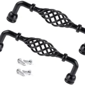 Zawiasy, okucia i inne akcesoria - 2 sztuki uchwytów do szafek kuchennych w kolorze czarnym, metalowy uchwyt meblowy, do kuchni, łazienki, szuflad i drzwi szafek, 96 mm (C) - miniaturka - grafika 1